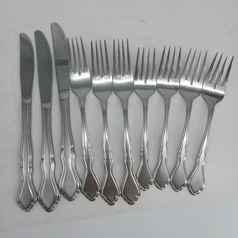 10X Fks Bk Washington Forge SPRING MEADOW Stainless Flatware Table Forks Knives
